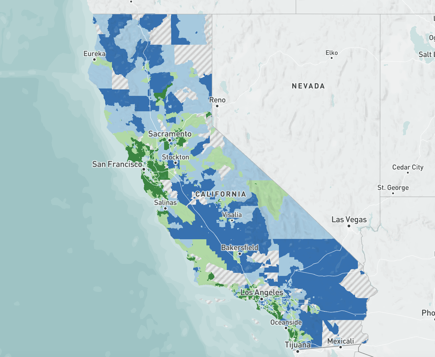 A map of California's Healthy Places Index